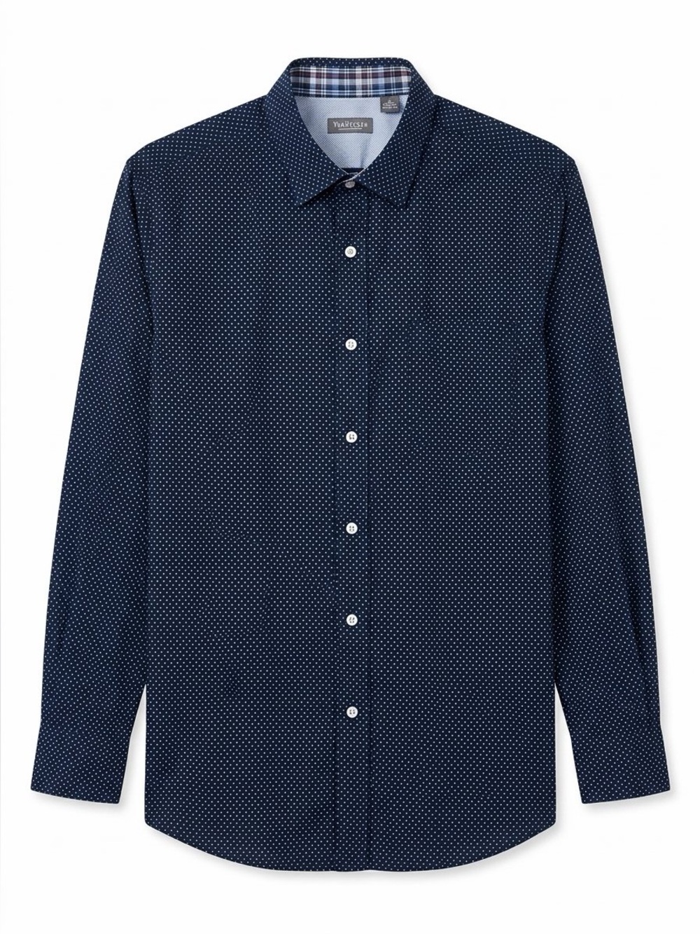 Van Heusen Men’s Dark Navy Micro-Dot Button-Down Dress Shirt XXL Long Sleeve